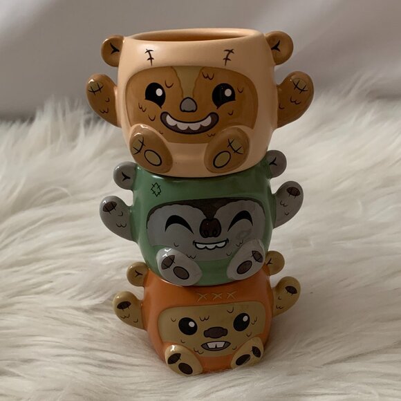 DISNEY x STAR WARS Ewok Stackable Espresso Mugs SET OF 3 - Picture 4 of 5